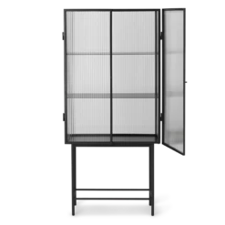 Ferm Living | Haze Vitrine - Reeded Glass - Black -Home Product Store earl of east ferm living haze reeded vitrine cabinet poppy black 2
