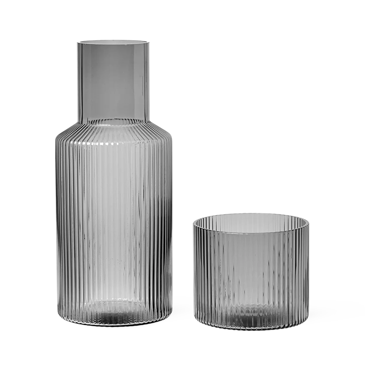 ferm LIVING | Ripple Carafe Set - Small - Smoked Grey Ferm LIVING | Ripple Carafe Set - Small - Smoked Grey -Home Product Store earl of east ferm living ripple carafe set grey 1