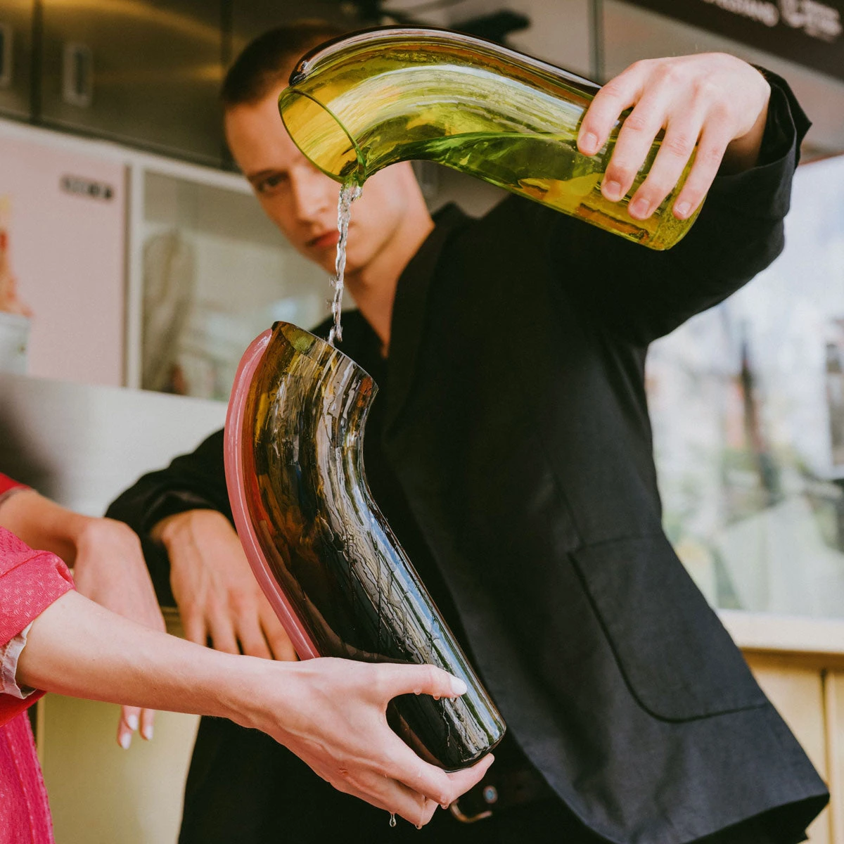 Ursula Futura | NESSIE Carafe - Lime with Brown Stripe Ursula Futura | NESSIE Carafe - Lime With Brown Stripe -Home Product Store ursula futura lime carafe 2